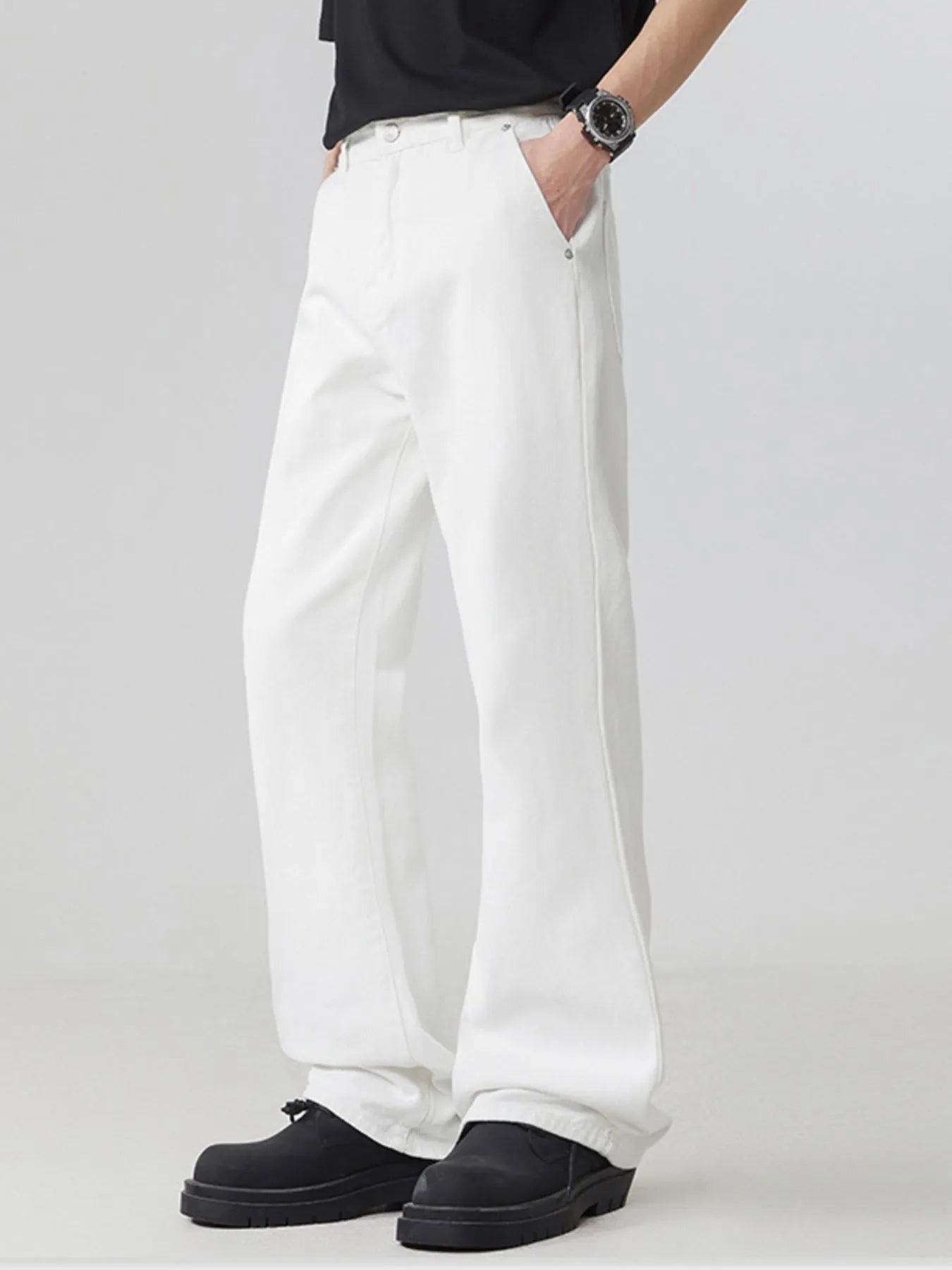 Men's Full Size Round Neck Short Sleeve Jeans Plus Size - Fashorio