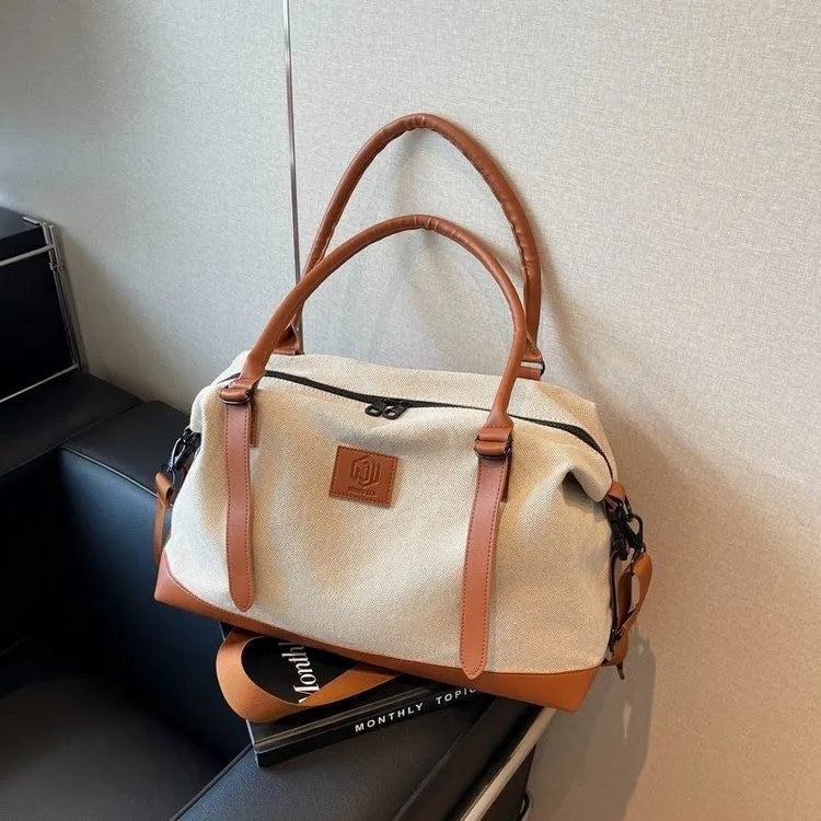 Contrast Travel Bag Brown One Size - Fashorio