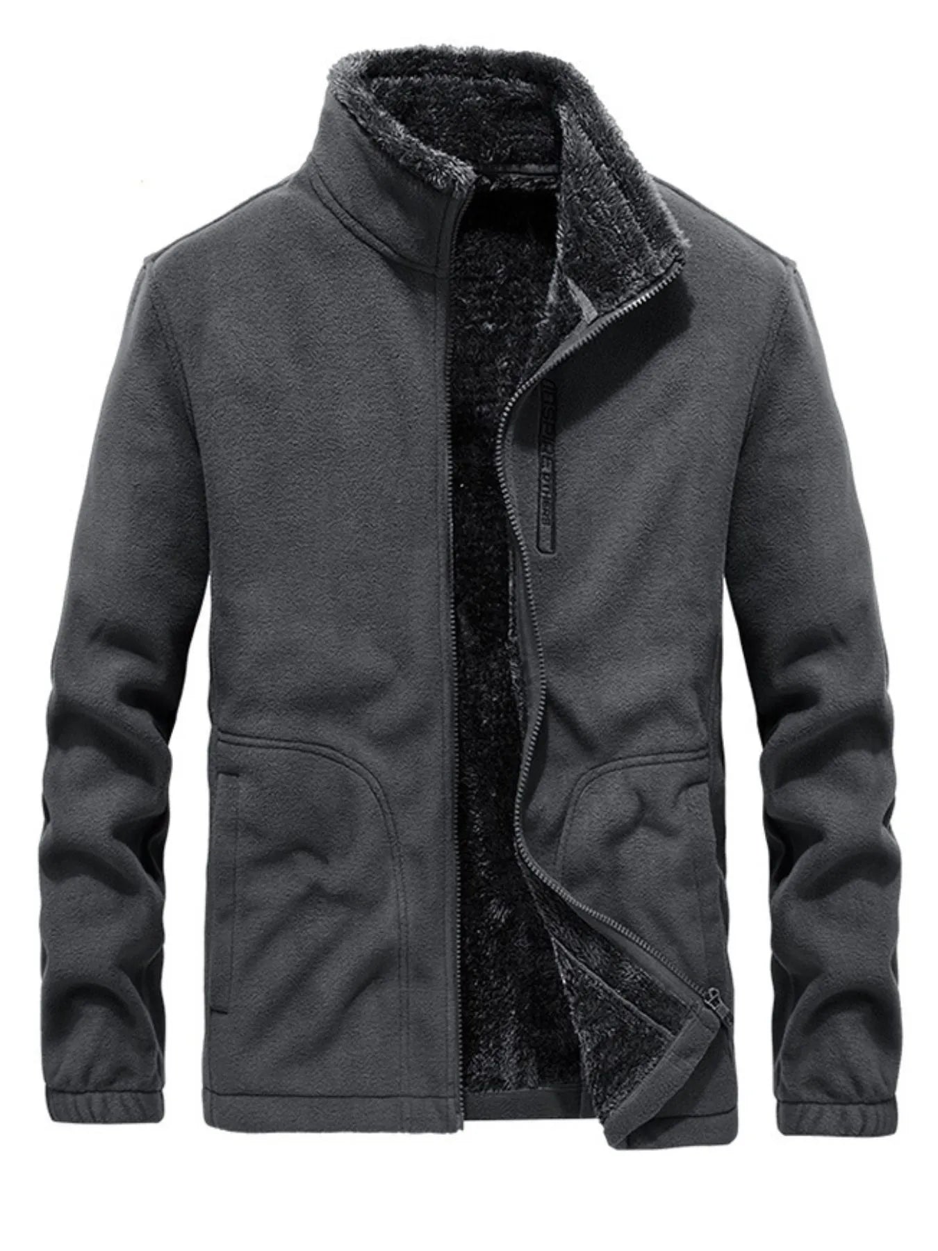 Men's Zip Up Long Sleeve Jacket Gray - Fashorio