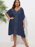 Crochet Trim V-Neck Beach Cover Up Dress - Fashorio