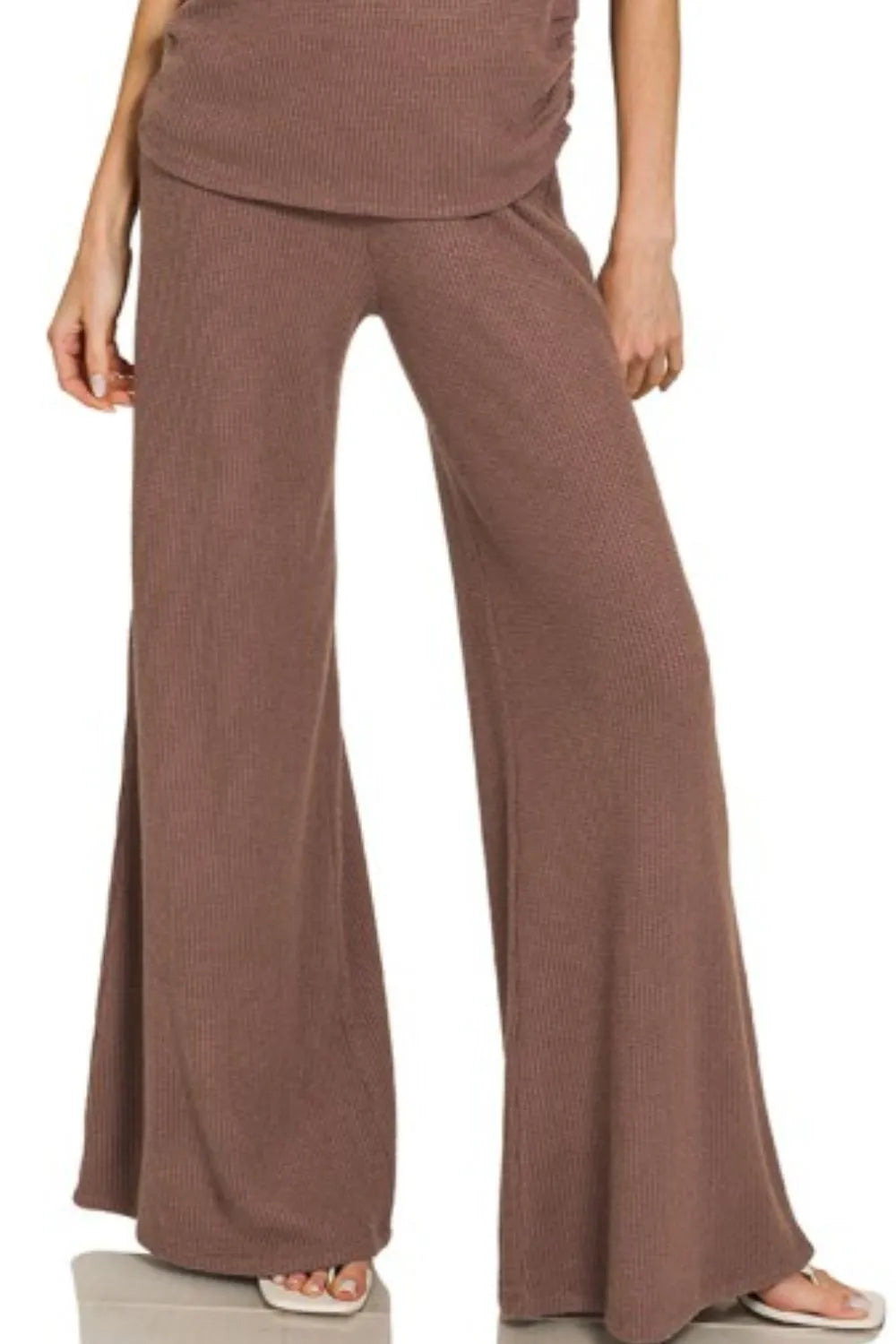 Zenana Sweater Mock Neck Top & Long Pants Set - Fashorio