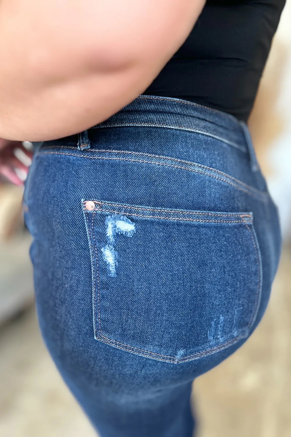 Judy Blue Full Size High Waist Rigid Magic Heavy Destroy Straight Jeans - Fashorio