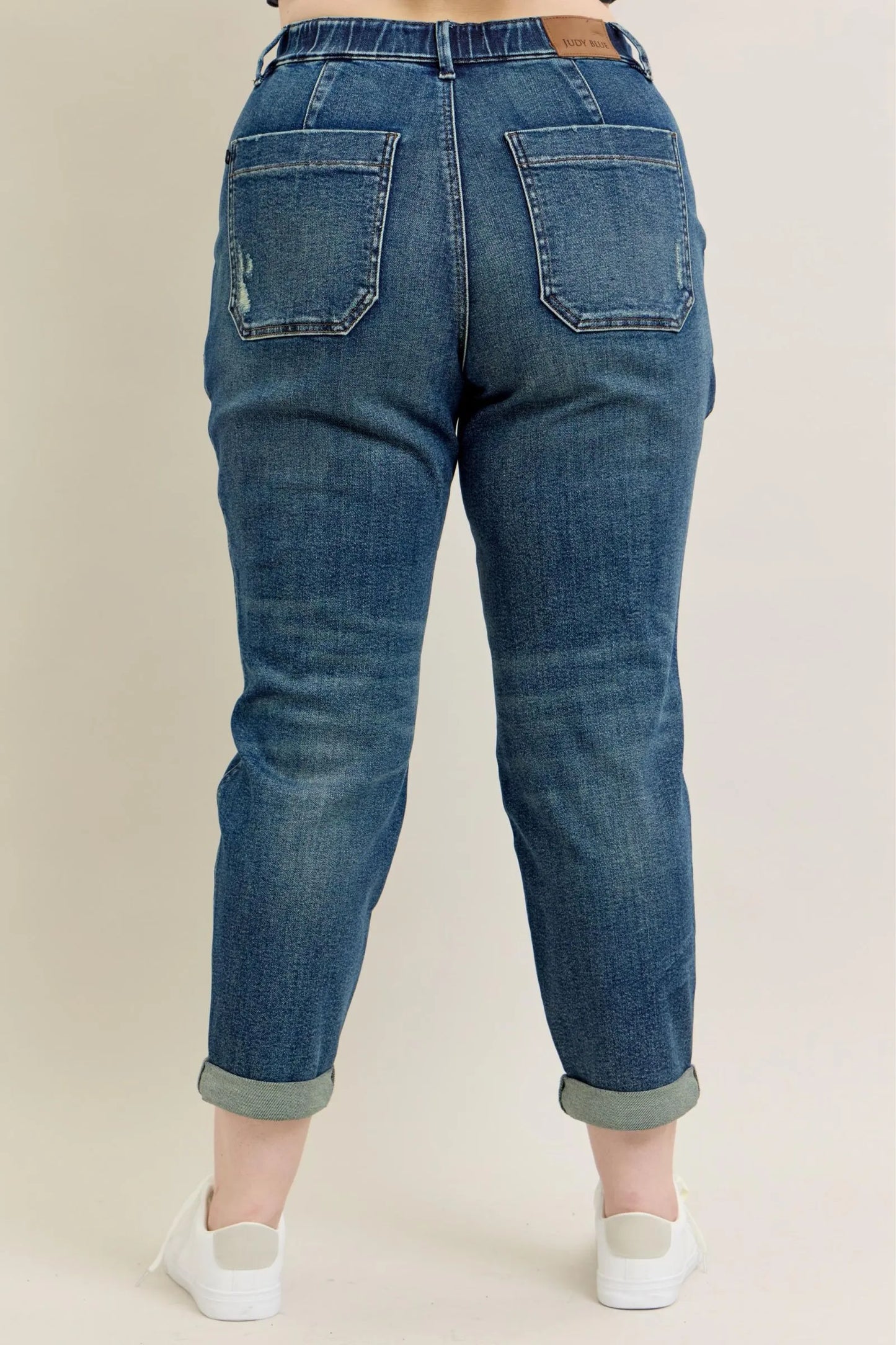 Judy Blue Full Size HW Vintage Wash Jeans w/ Drawstring Plus Size - Fashorio