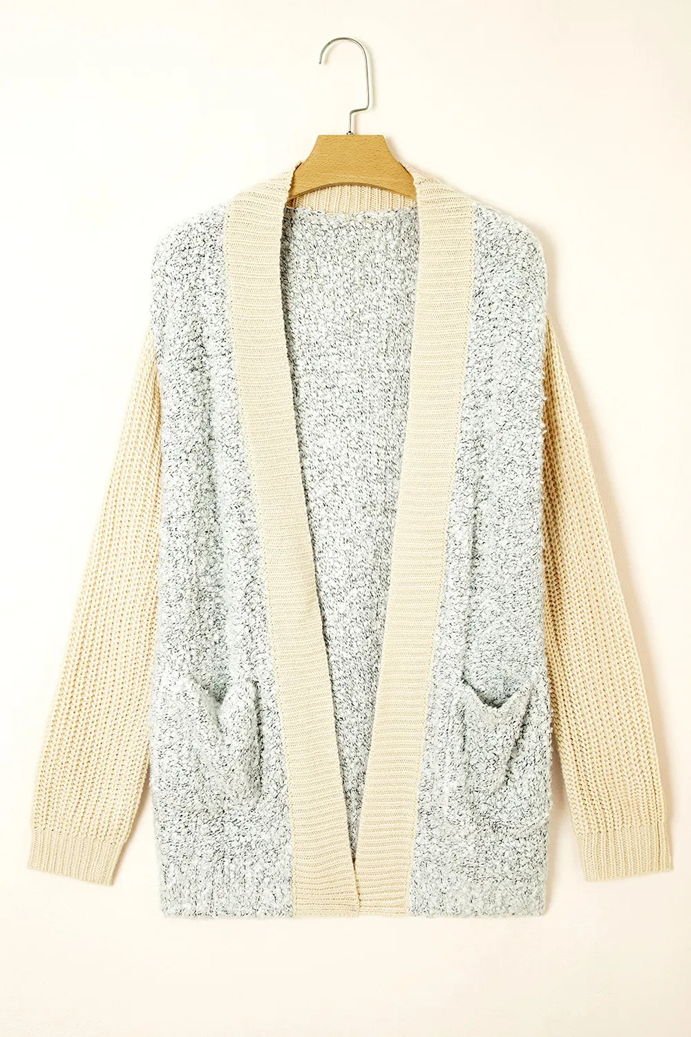 Color Block Side Pockets Open Front Cardigan - Fashorio