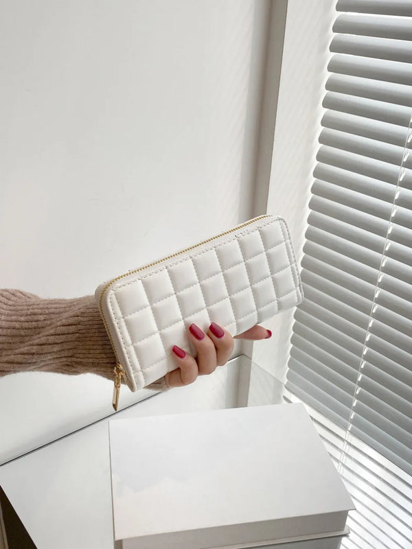 PU Leather Solid Color Wallet White One Size - Fashorio