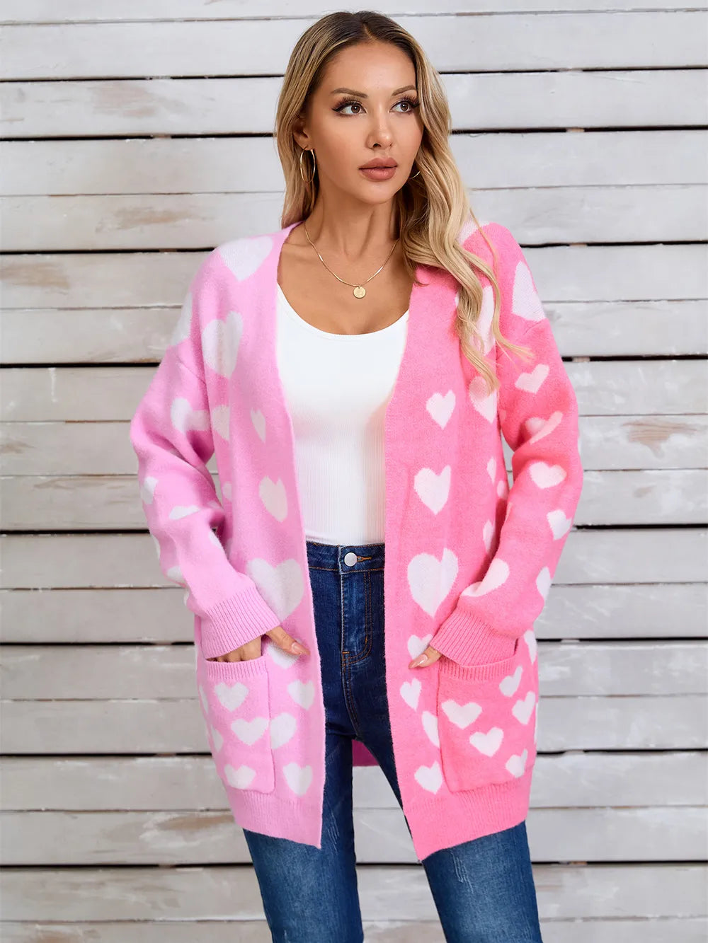 Angel Wings Heart Open Front Long Sleeve Cardigan - Fashorio