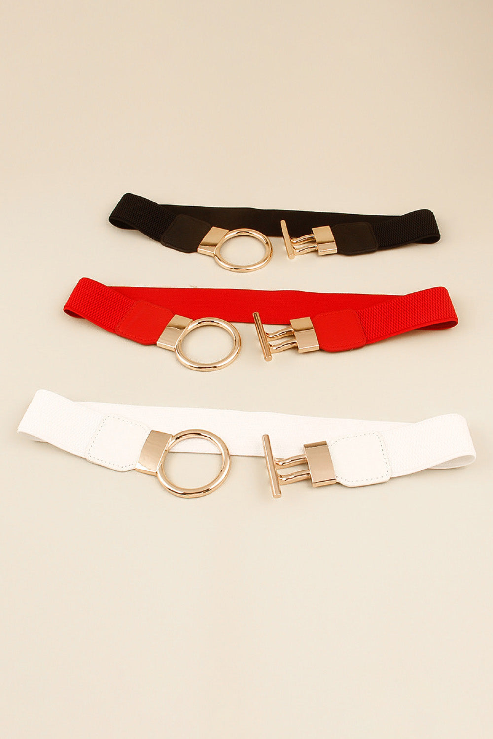 Circle Shape Buckle Zinc Alloy Buckle PU Leather Belt - Fashorio