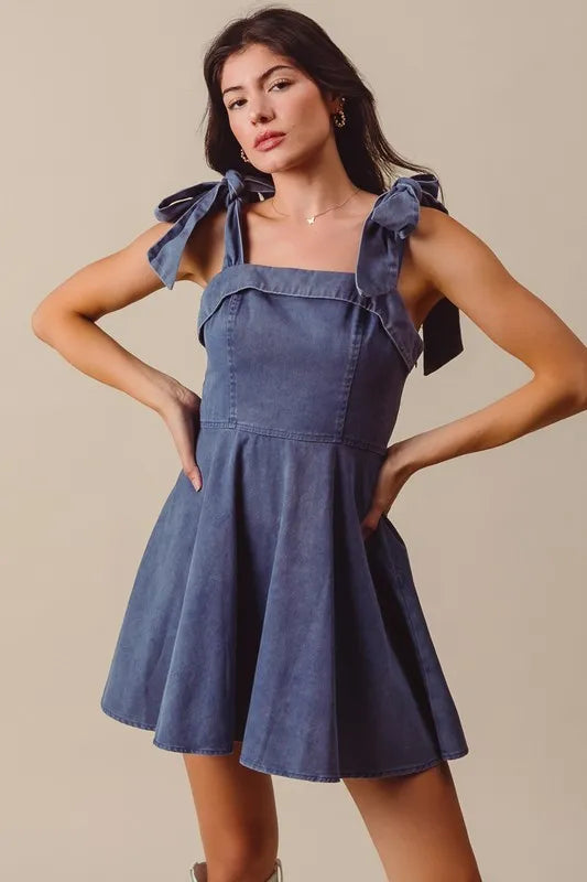 SO ME Fit and Flare Washed Gameday Dress - Fashorio