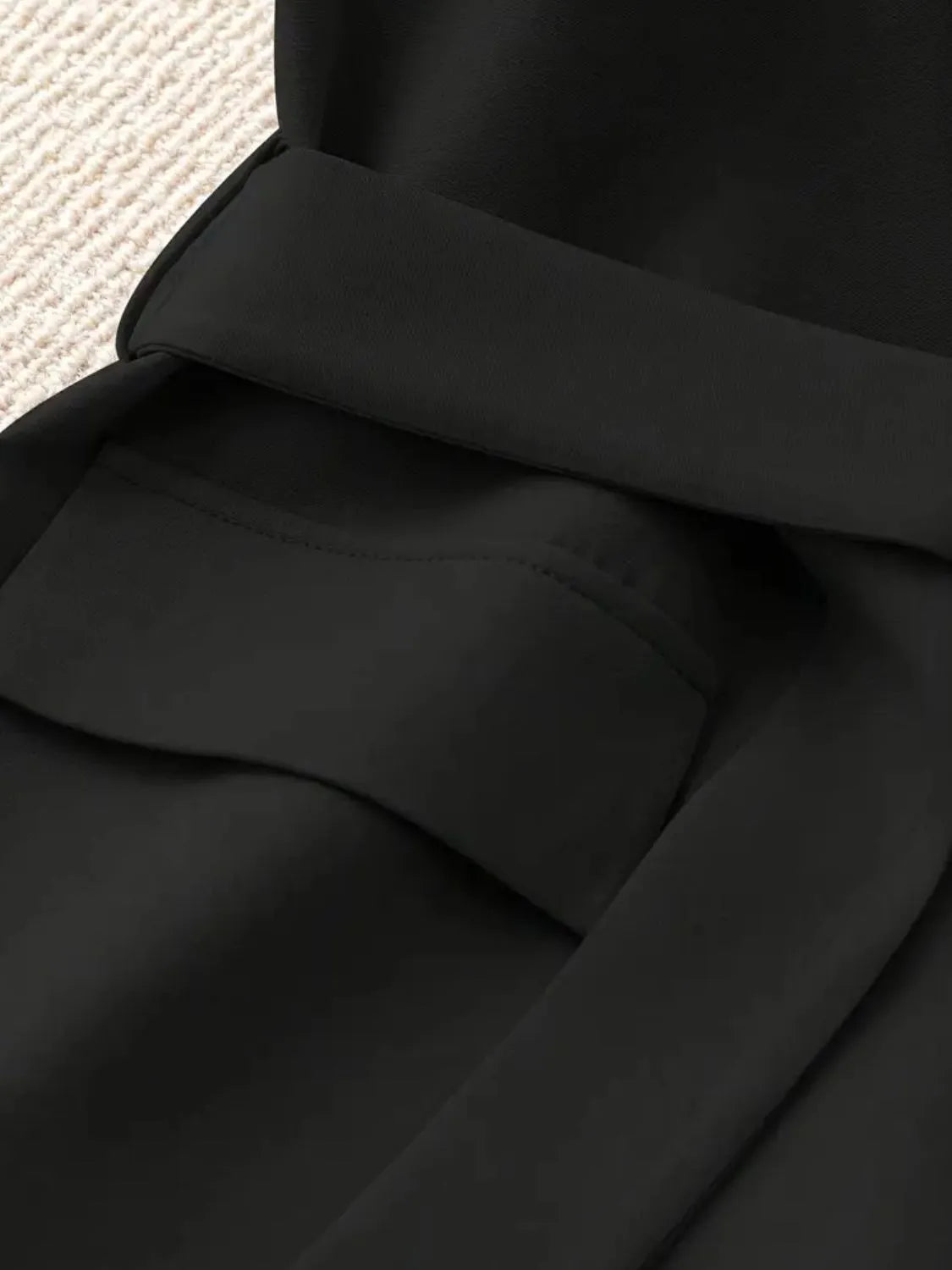 Tie Waist Lapel Collar Sleeveless Blazer - Fashorio