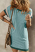Textured Round Neck Short Sleeve Dress – Comfortable Everyday Style Teal - Fashorio
