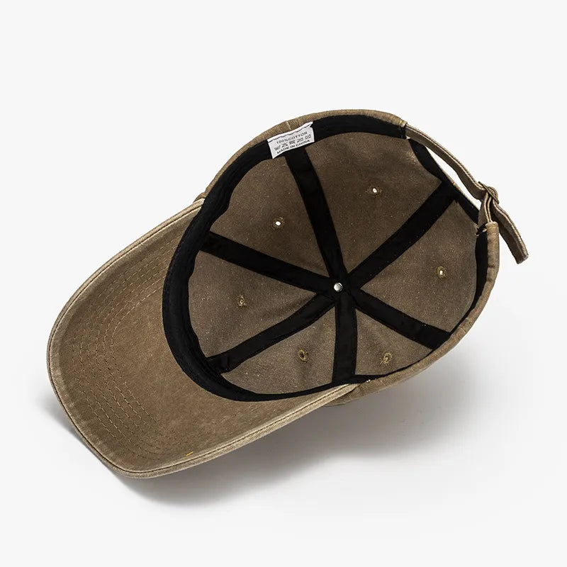 Washed Curved-Brim Baseball Cap - Fashorio
