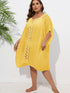 Crochet Trim V-Neck Beach Cover Up Dress - Fashorio
