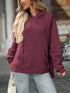 Textured Drawstring Long Sleeve Hoodie - Fashorio
