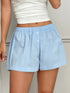 Relaxed Fit Elastic Waist Shorts Blue - Fashorio