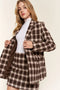 And The Why Full Size Plaid Brushed One Button Blazer Brown - Fashorio