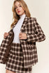 And The Why Full Size Plaid Brushed One Button Blazer Brown - Fashorio