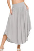 Zenana Woven Crinkle Smocked Waist Maxi Skirt W Pockets LT GREY - Fashorio