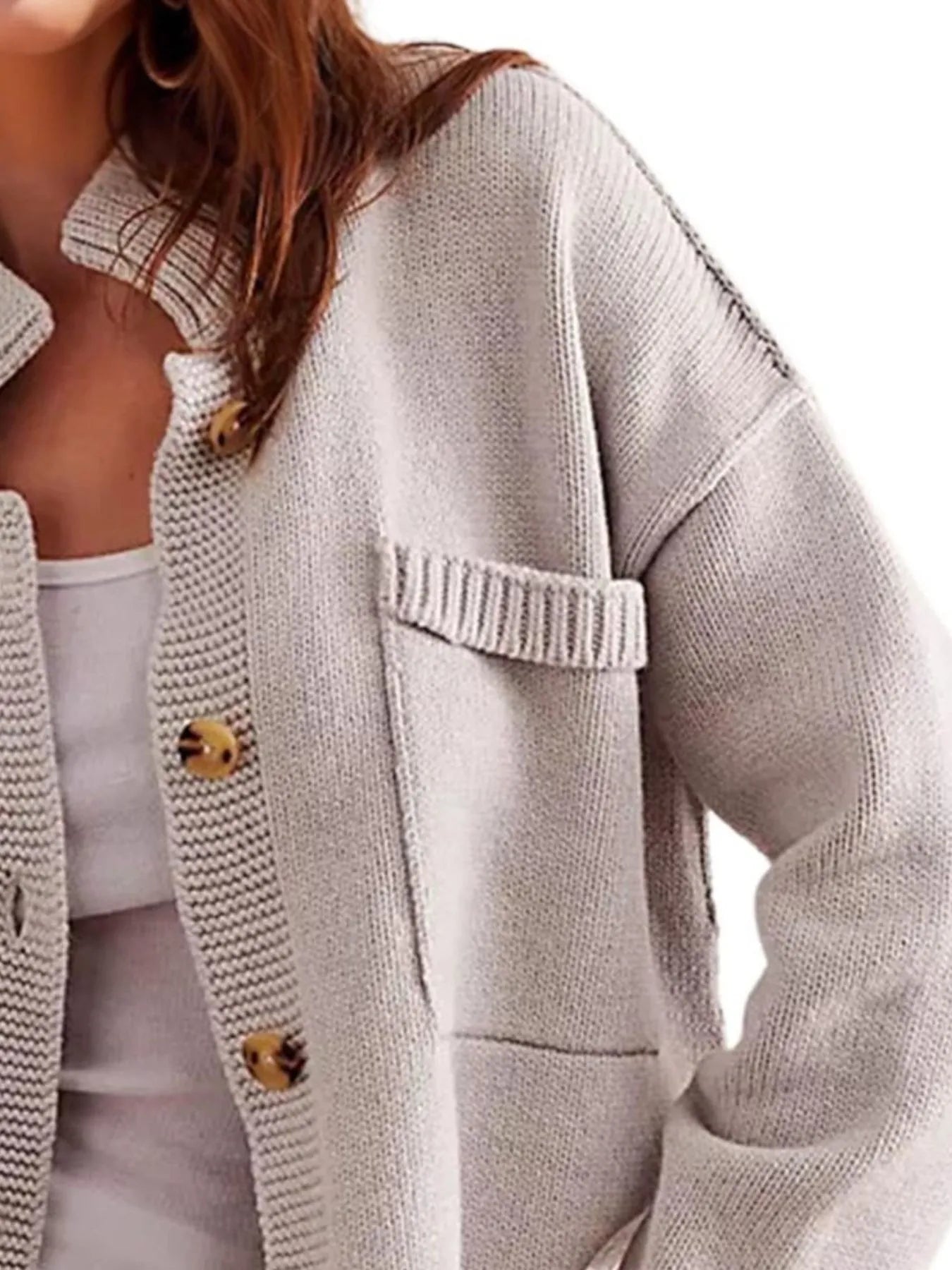 Ribbed Hem Button Up Cardigan - Fashorio