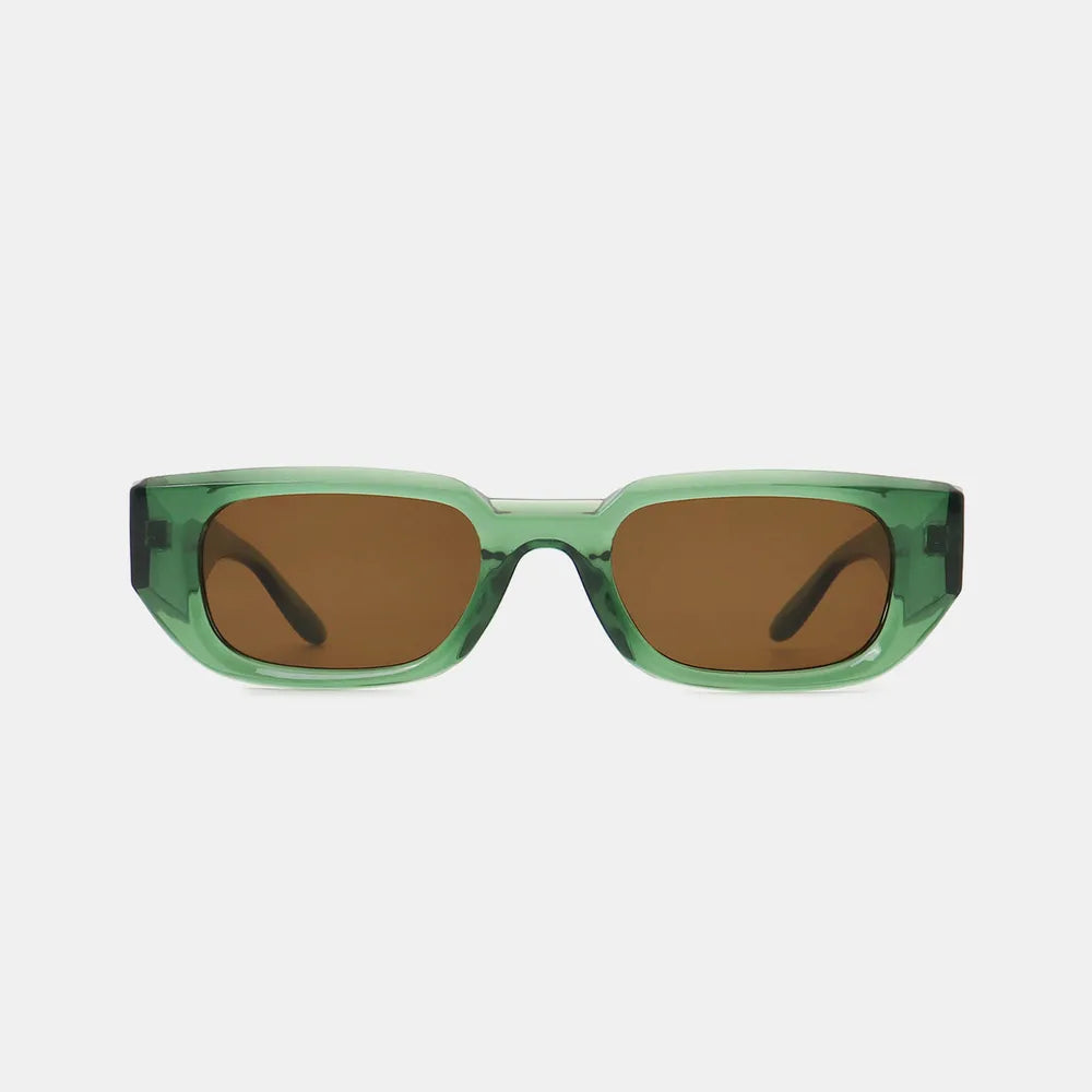 Polycarbonate Frame Rectangle Sunglasses Green One Size - Fashorio