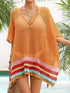 Crochet V-Neck Cover-Up Dress Orange One Size - Fashorio