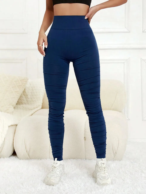 Ruched High Waist Active Leggings - Fashorio