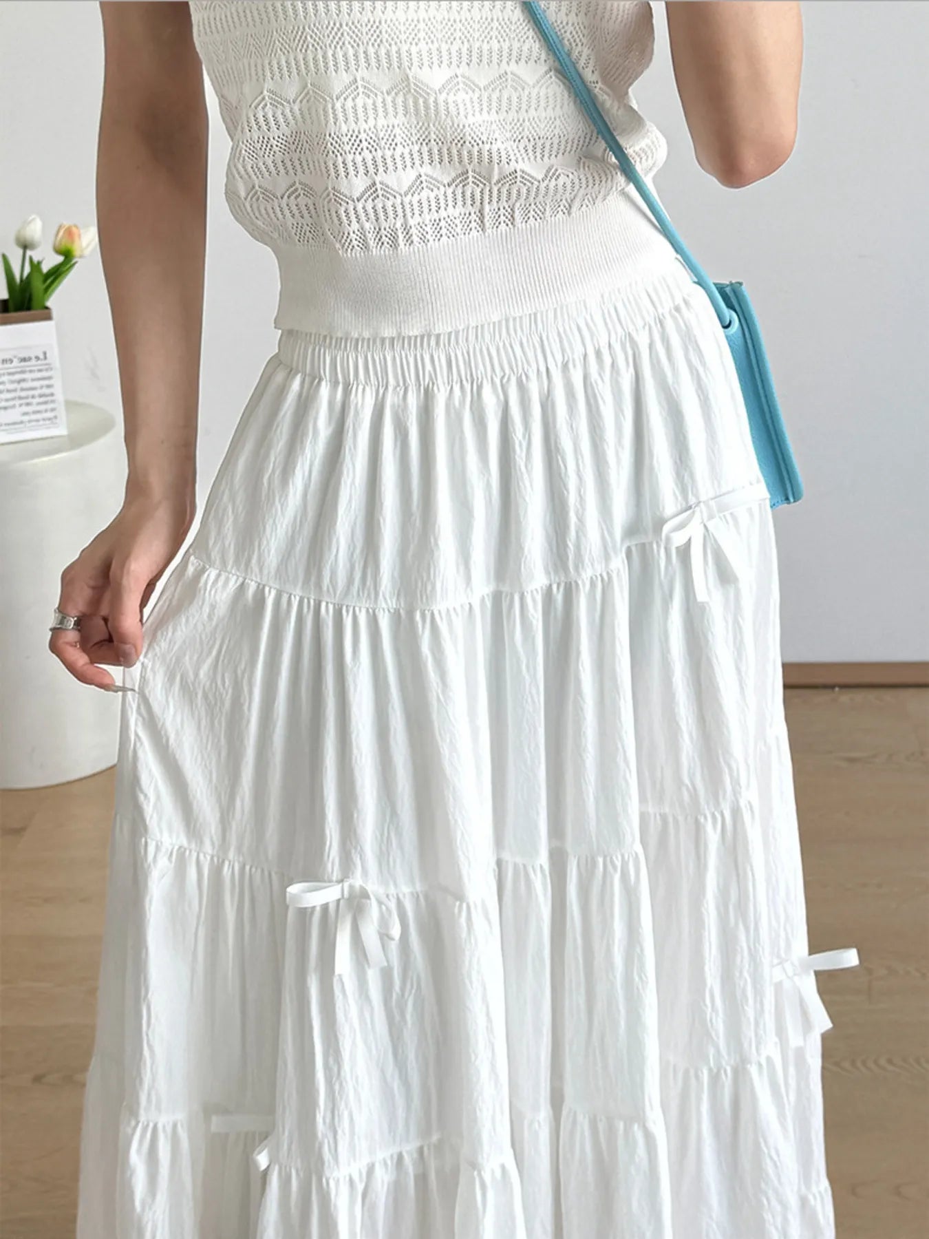 Tiered Elastic Waist Maxi Skirt - Fashorio
