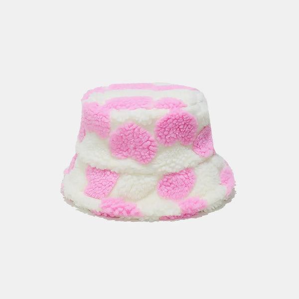 Contrast Heart Bucket Hat Pink One Size - Fashorio