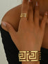 18K Gold-Plated Stainless Steel Geometric Bracelet and Ring Jewelry Set Gold One Size - Fashorio