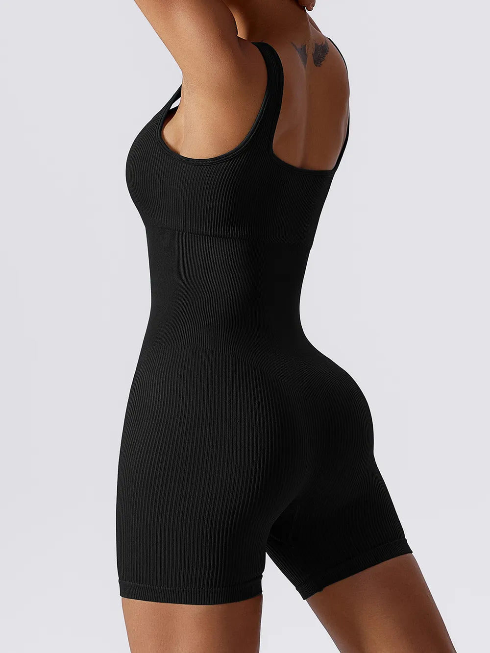 Basic Bae Ribbed Sleeveless Active Romper - Fashorio