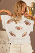 BiBi Gameday Sequin Football Patches Rib Banded Sweater - Fashorio