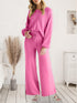 Long Sleeve Lounge Top and Drawstring Pants Set Pink - Fashorio