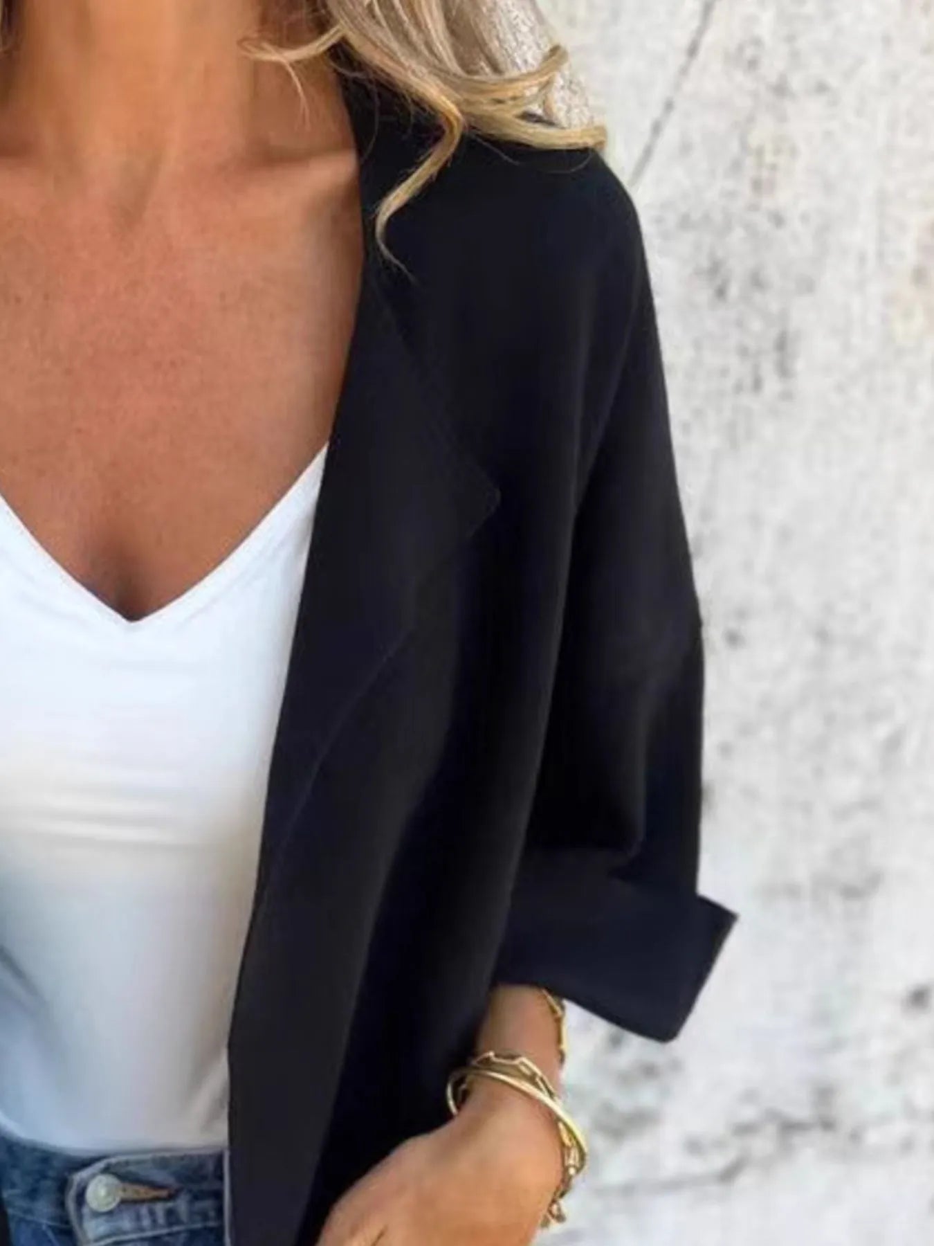 Full Size Open Front 3/4 Sleeve Cardigan Plus Size - Fashorio