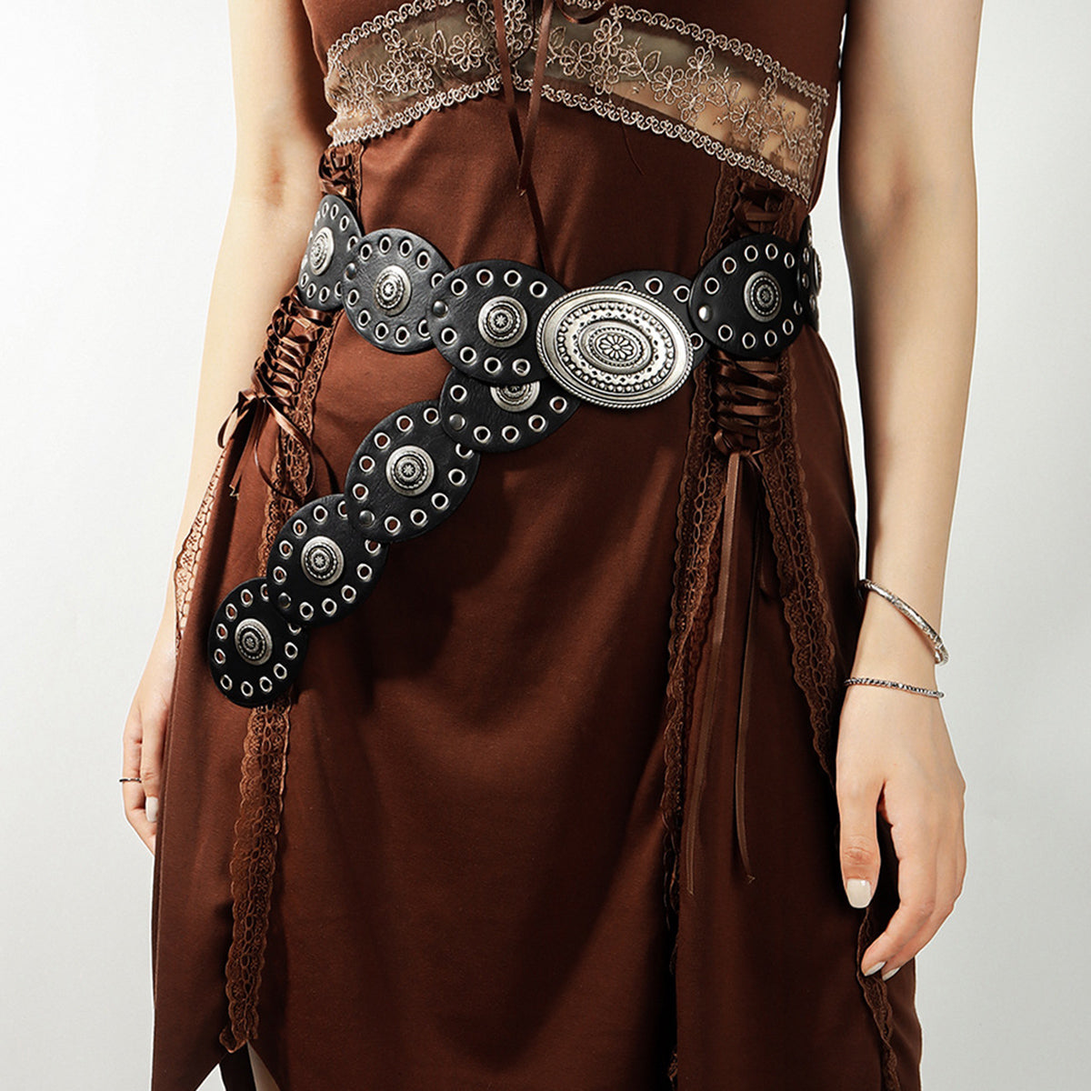Oval PU Belt Black One Size - Fashorio
