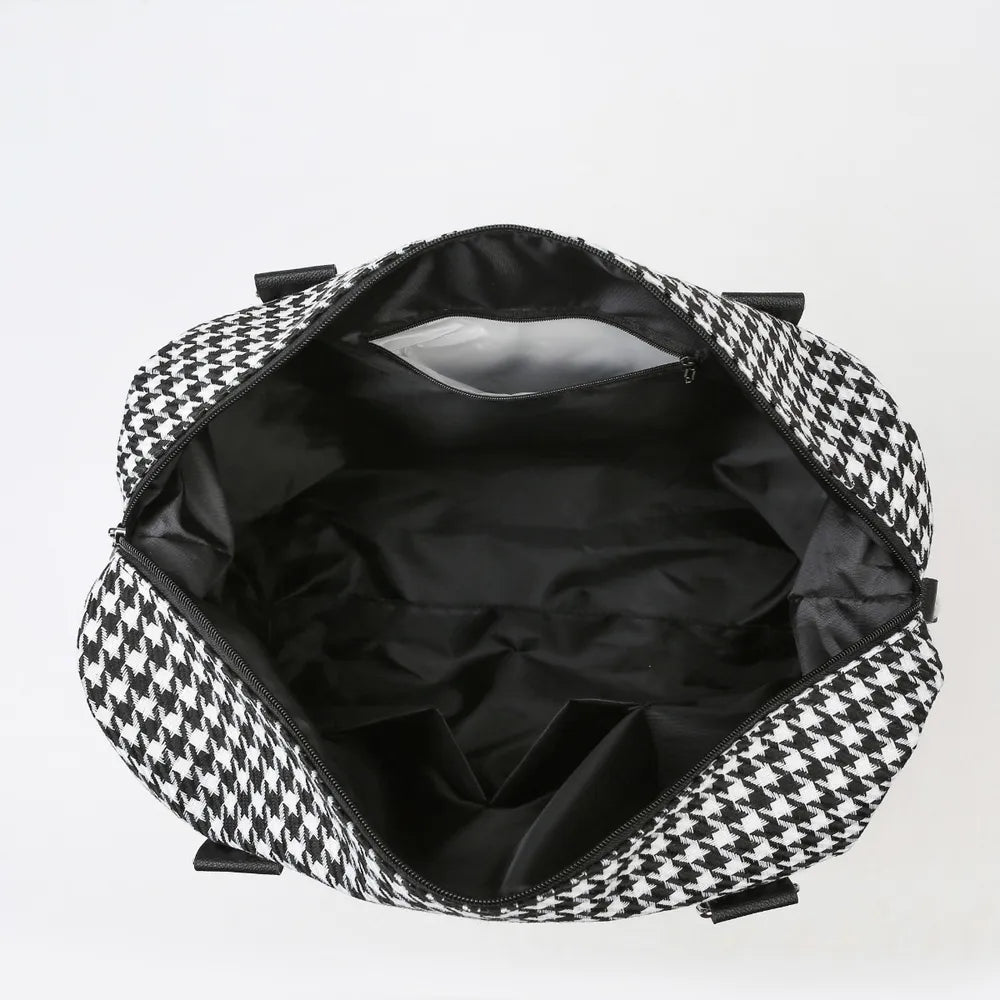 Houndstooth Canvas Travel Bag - Fashorio
