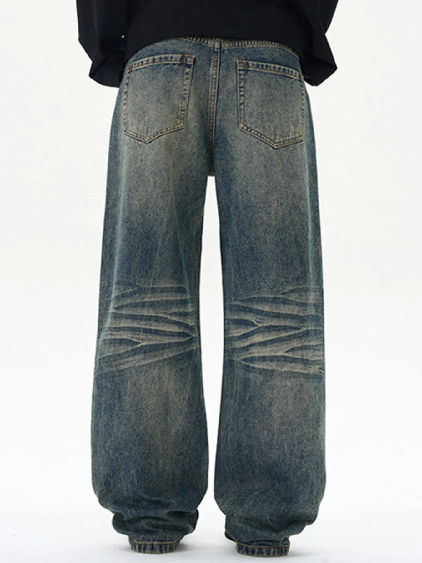 Men's Full Size Washed Wide Leg Relaxed Fit Jeans Plus Size - Fashorio