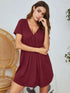 V-Neck Short Sleeve Lounge Dress - Fashorio