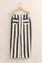 HYFVE Striped Pocket Detail Maxi Skirt BLACK CREAM - Fashorio