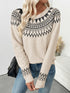 Nordic Fair Isle Pattern Round Neck Sweater - Fashorio