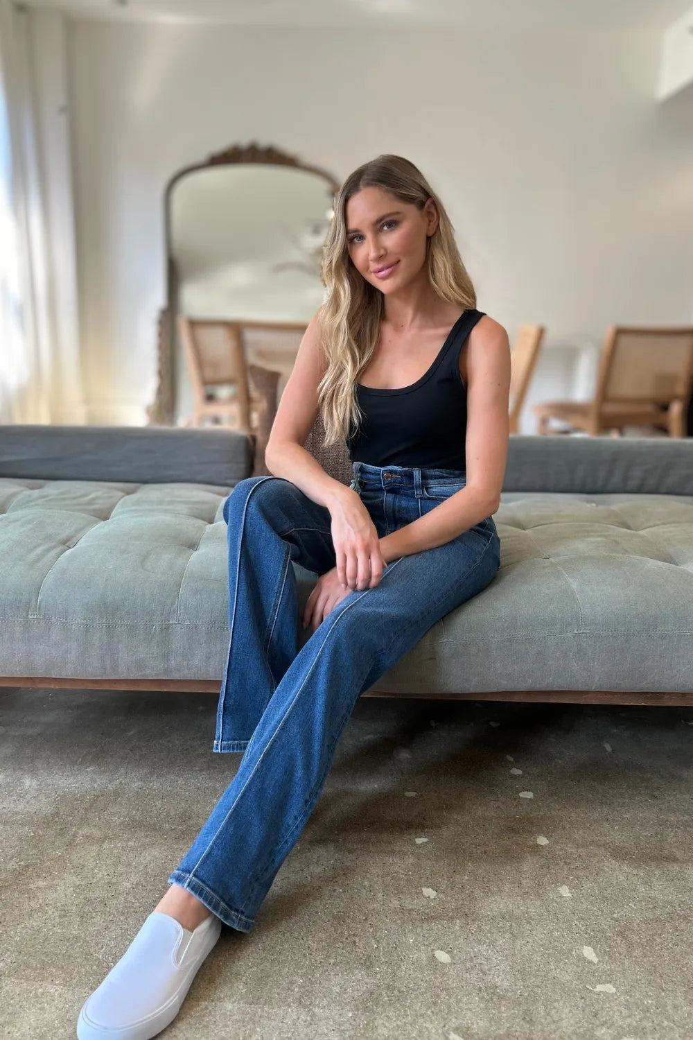 Judy Blue High Waist Front Seam Straight Jeans – Full Size Denim - Fashorio
