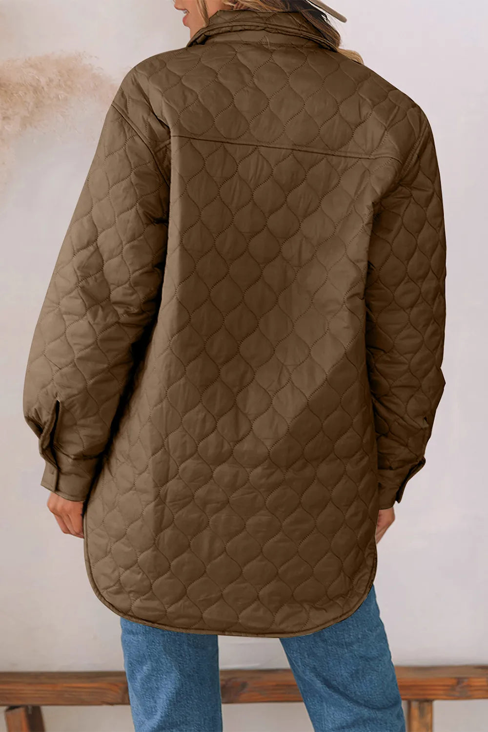 Snap Down Collared Winter Coat - Fashorio