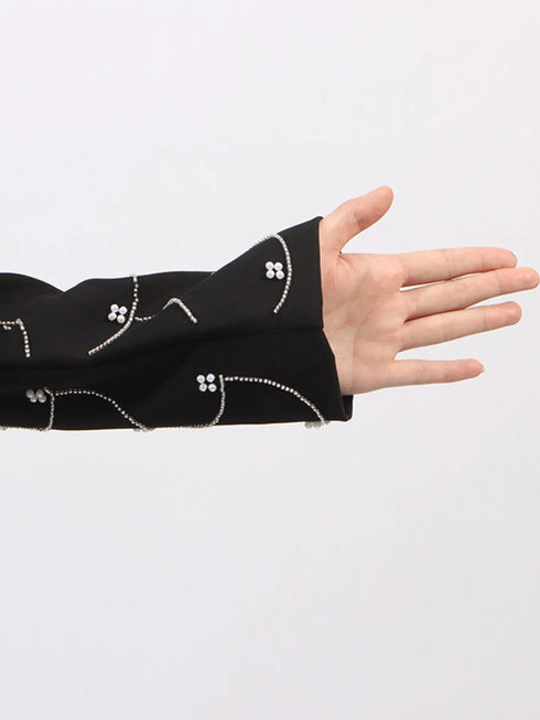 Pearl Detail Long Sleeve Blazer - Fashorio