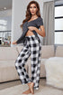 Curved Hem Short Sleeve Top and Plaid Pants Lounge Set - Fashorio