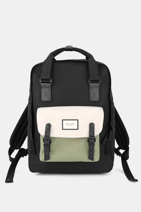 Himawari Waterproof Canvas Backpack Bag with Handles Black White One Size - Fashorio