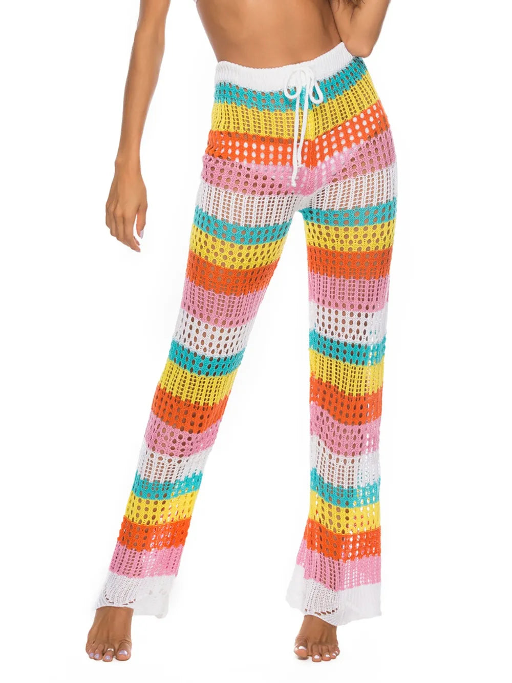Cutout Contrast High Waist Swim Pants - Fashorio