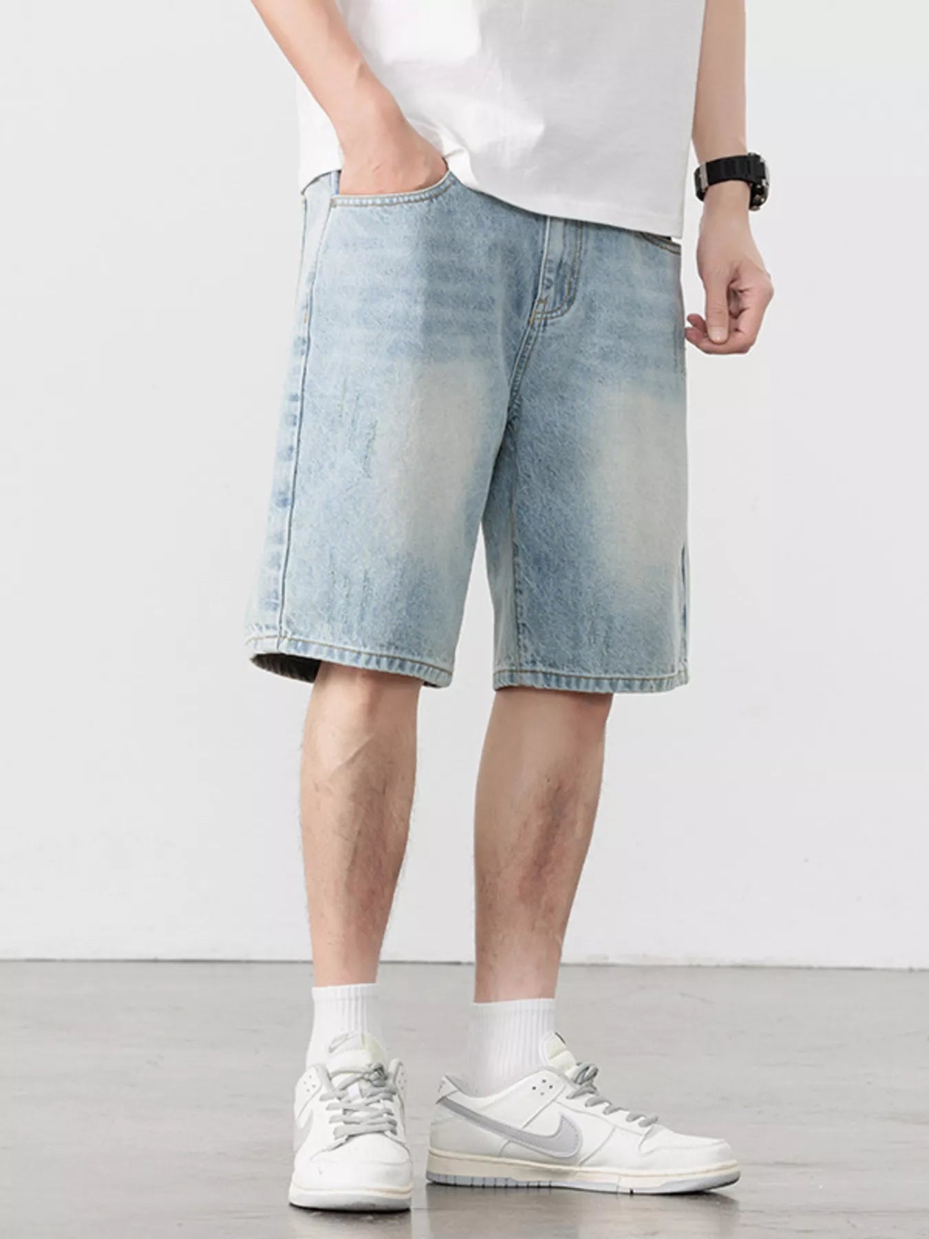 Men's Washed Relaxed Fit Denim Shorts - Fashorio