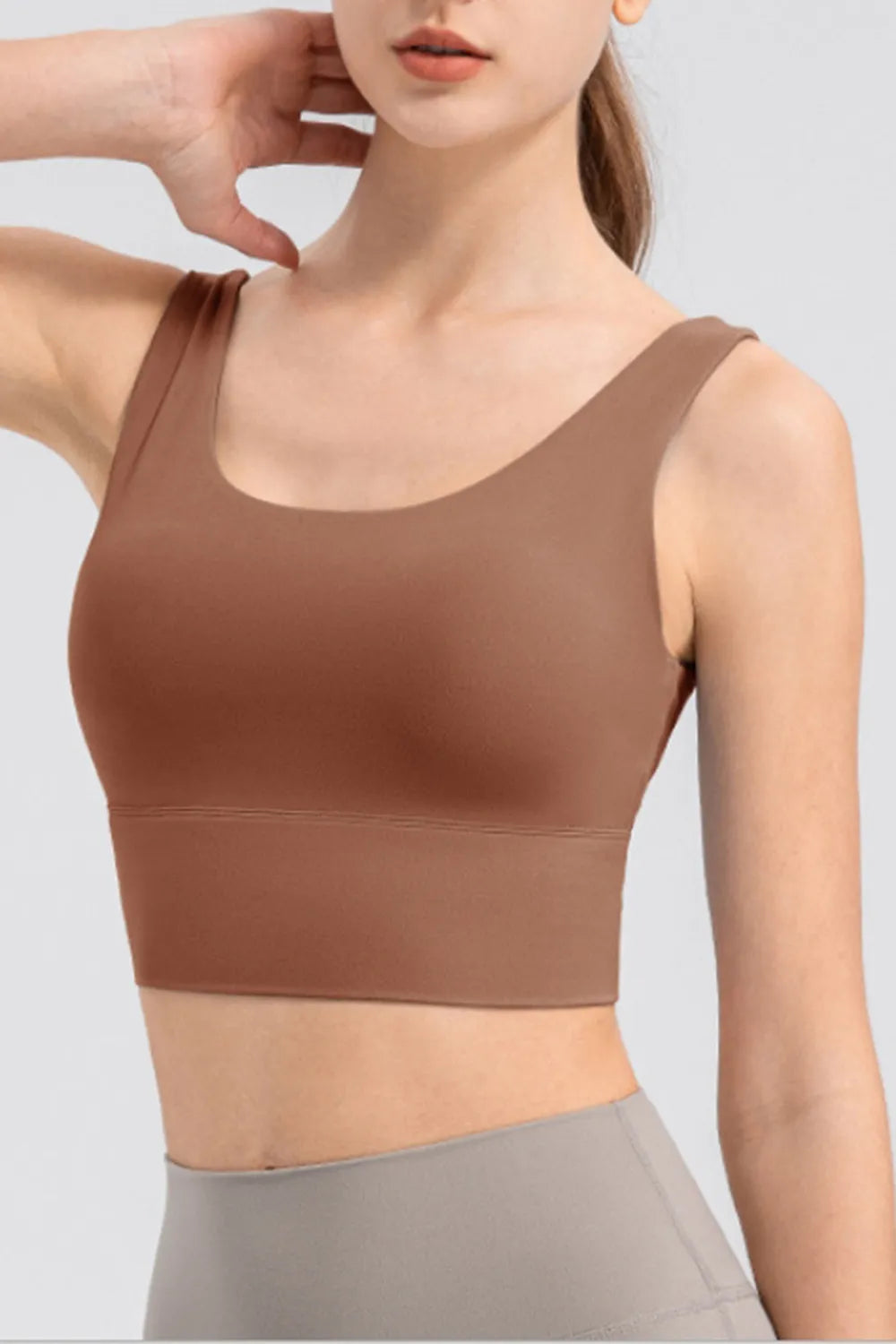 Scoop Neck Wide Strap Active Tank - Fashorio