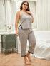 Plus Size Lace Trim Slit Cami and Pants Pajama Set - Fashorio