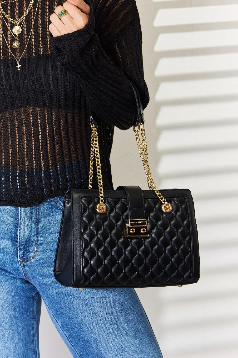 David Jones Quilted PU Leather Handbag - Fashorio