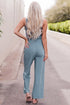 Notched Neck Tank Top and Tie Waist Wide Leg Long Pants Lounge Set - Fashorio