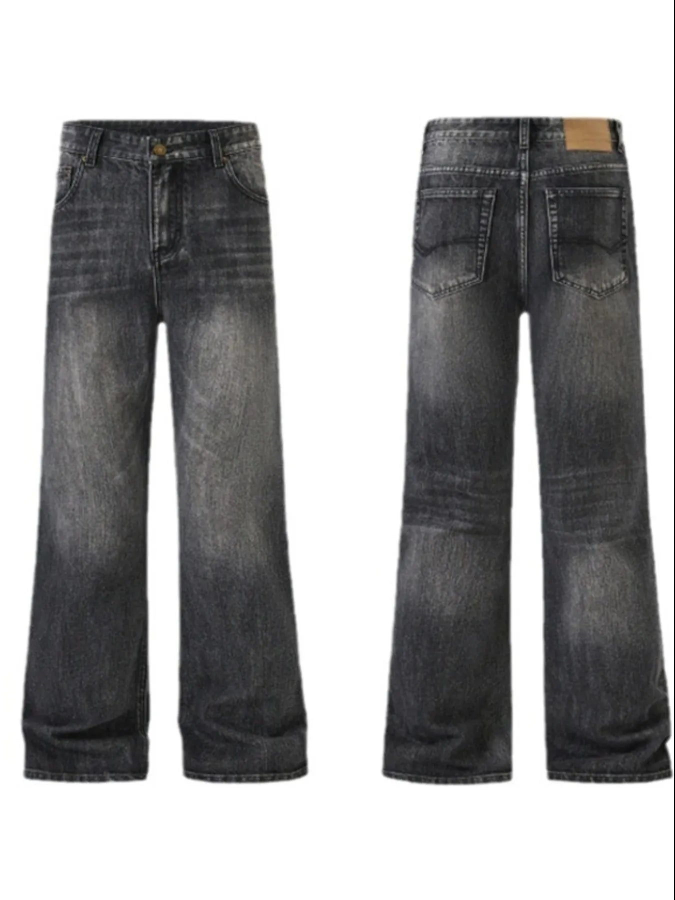 Men's Full Size Washed Straight Leg Jeans Plus Size - Fashorio